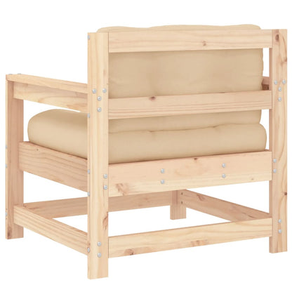 Tuinstoelen 2 st met kussens massief grenenhout