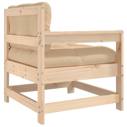 Tuinstoelen 2 st met kussens massief grenenhout