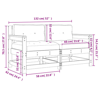 Tuinstoelen 2 st met kussens massief grenenhout