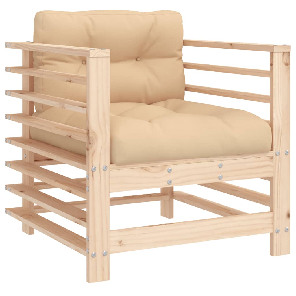 Tuinstoelen 2 st met kussens massief grenenhout