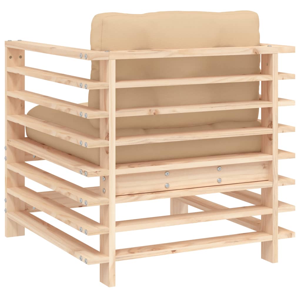 Tuinstoelen 2 st met kussens massief grenenhout