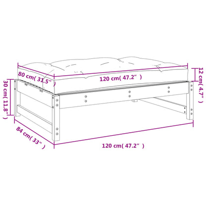 Tuinvoetenbank 120x80 cm massief grenenhout wit