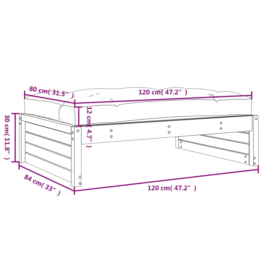 Tuinvoetenbank 120x80 cm massief grenenhout