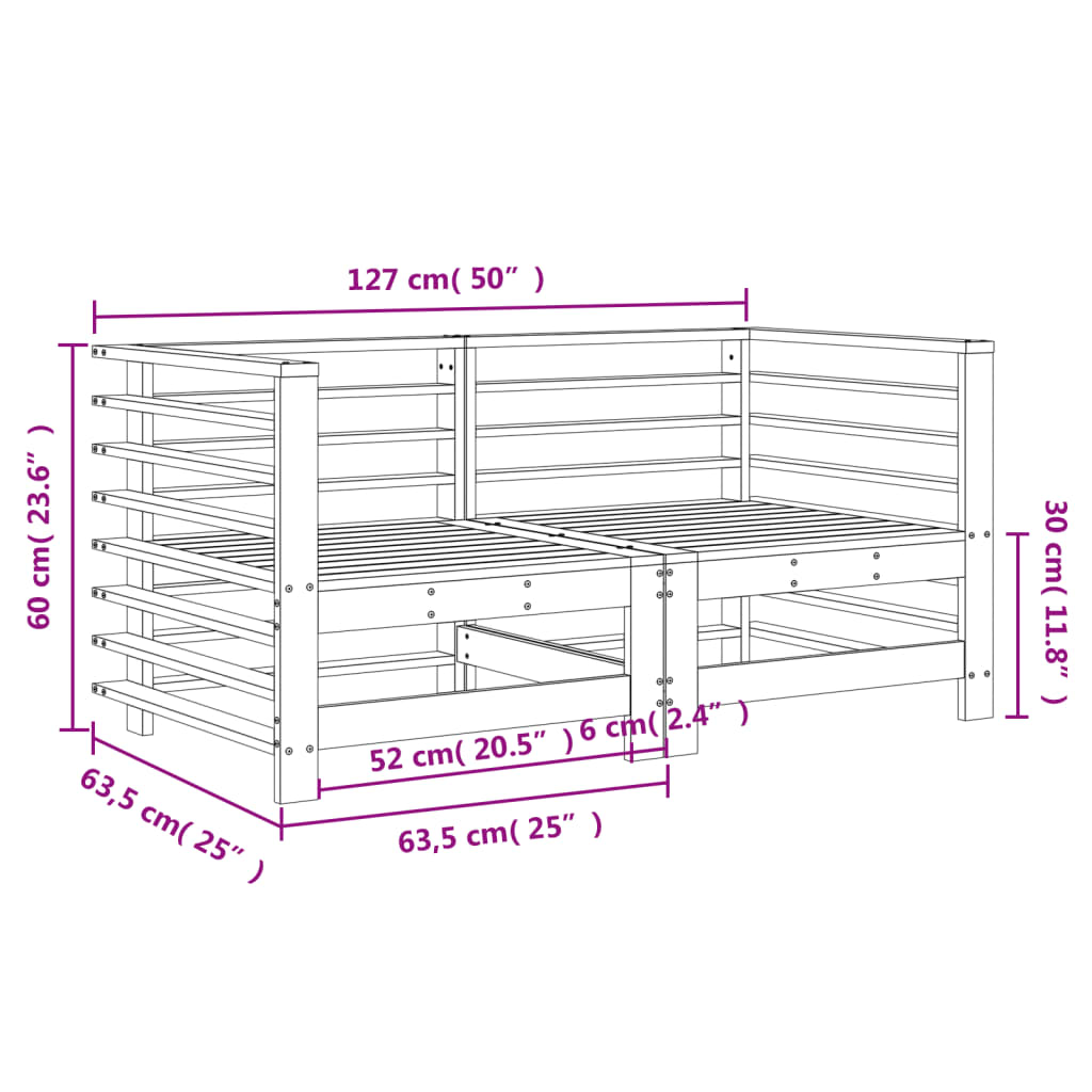 Tuinhoekbanken 2 st massief grenenhout wit