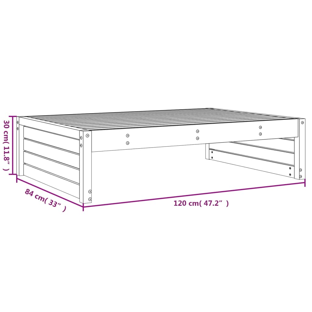 Tuinvoetenbank 120x80 cm massief grenenhout grijs