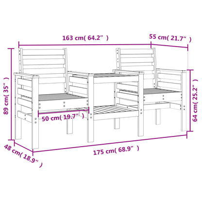 Tuinbank met tafel 2-zits massief grenenhout wit