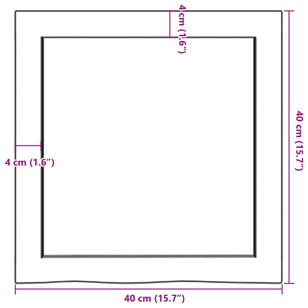 Wandschap 40x40x(2-6) cm onbehandeld massief eikenhout