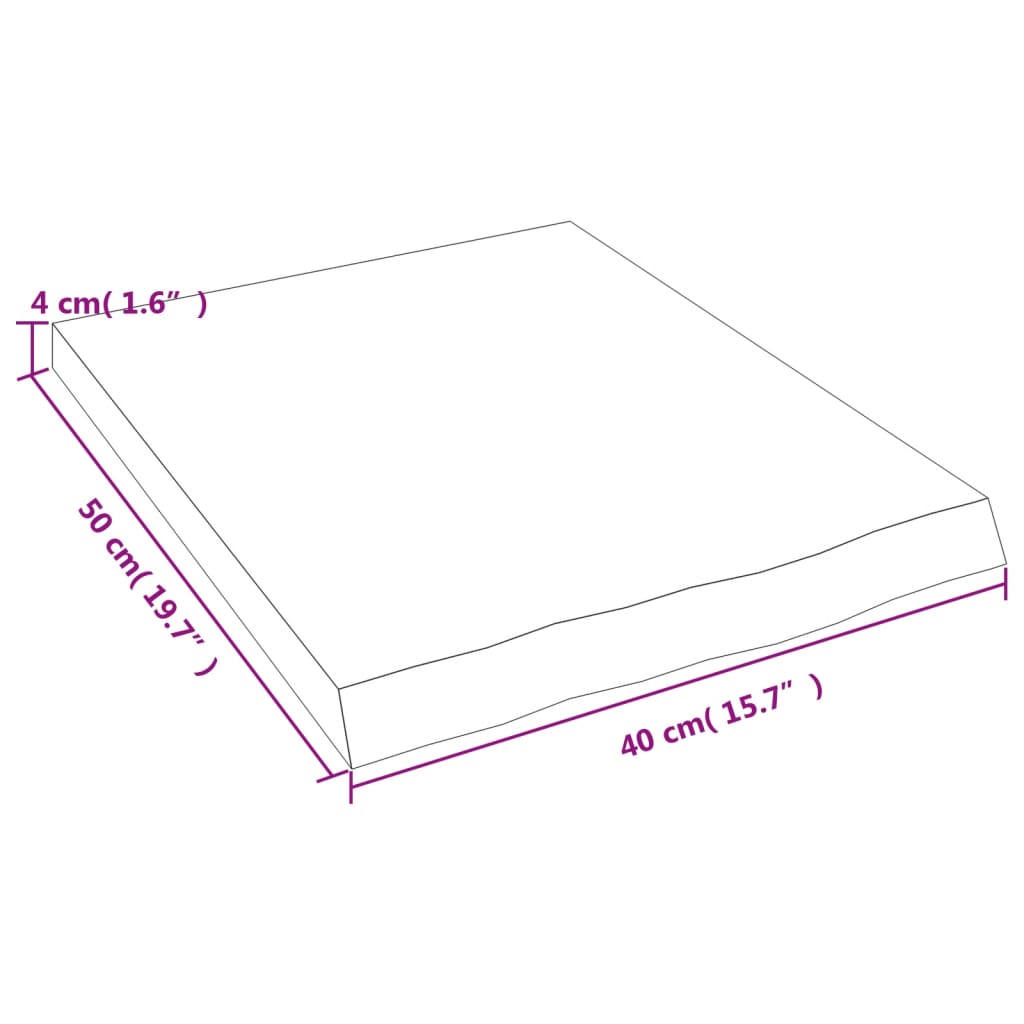 Wandschap 40x50x(2-4) cm onbehandeld massief eikenhout