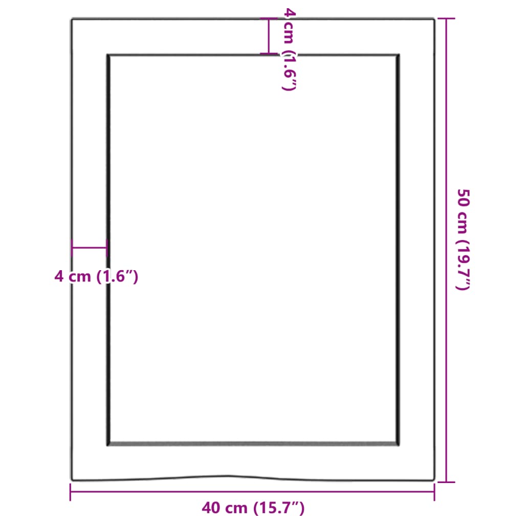 Wandschap 40x50x(2-4) cm onbehandeld massief eikenhout