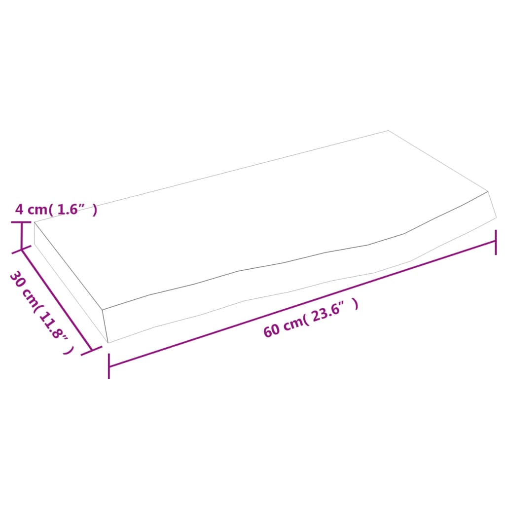 Wandschap 60x30x(2-4) cm onbehandeld massief eikenhout