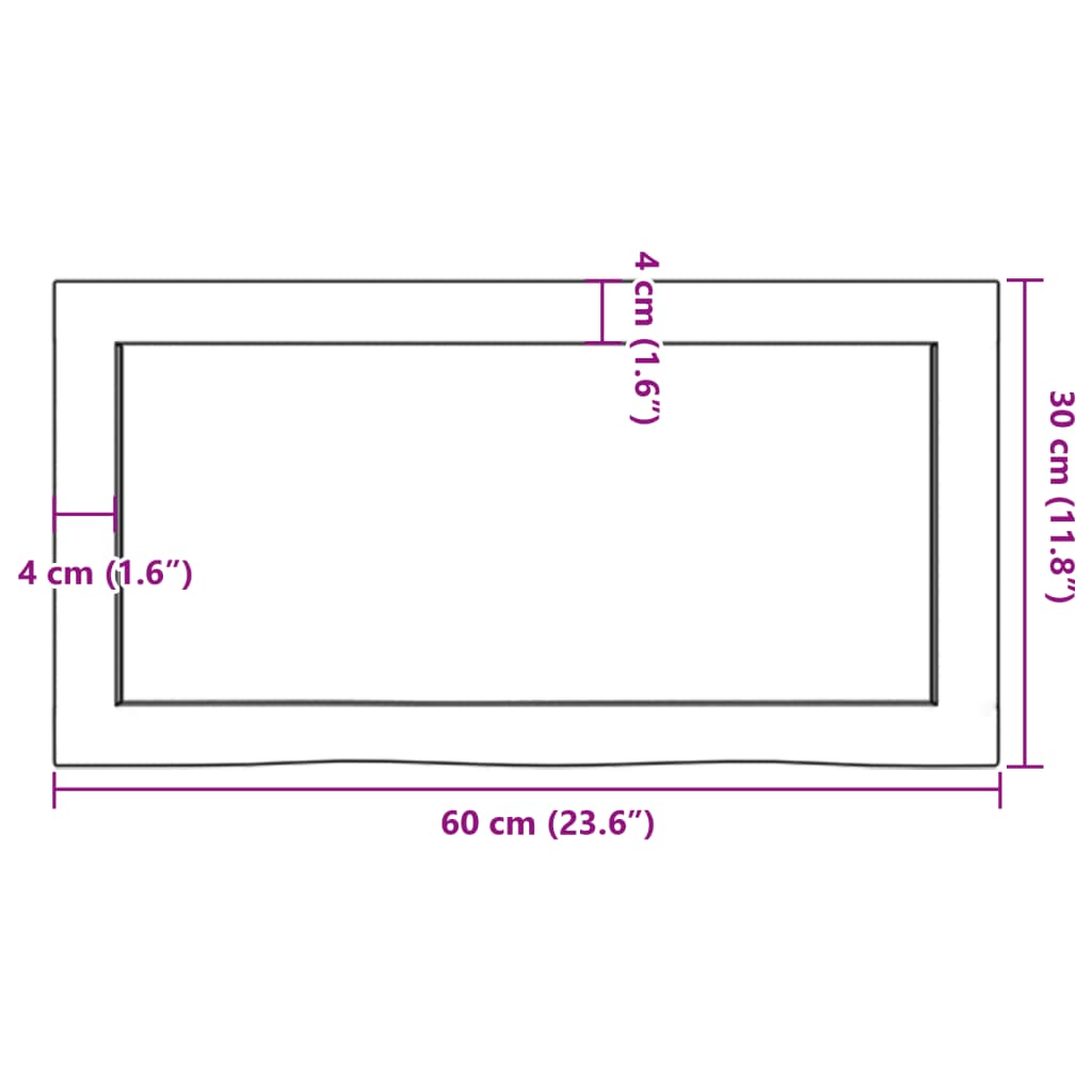 Wandschap 60x30x(2-4) cm onbehandeld massief eikenhout