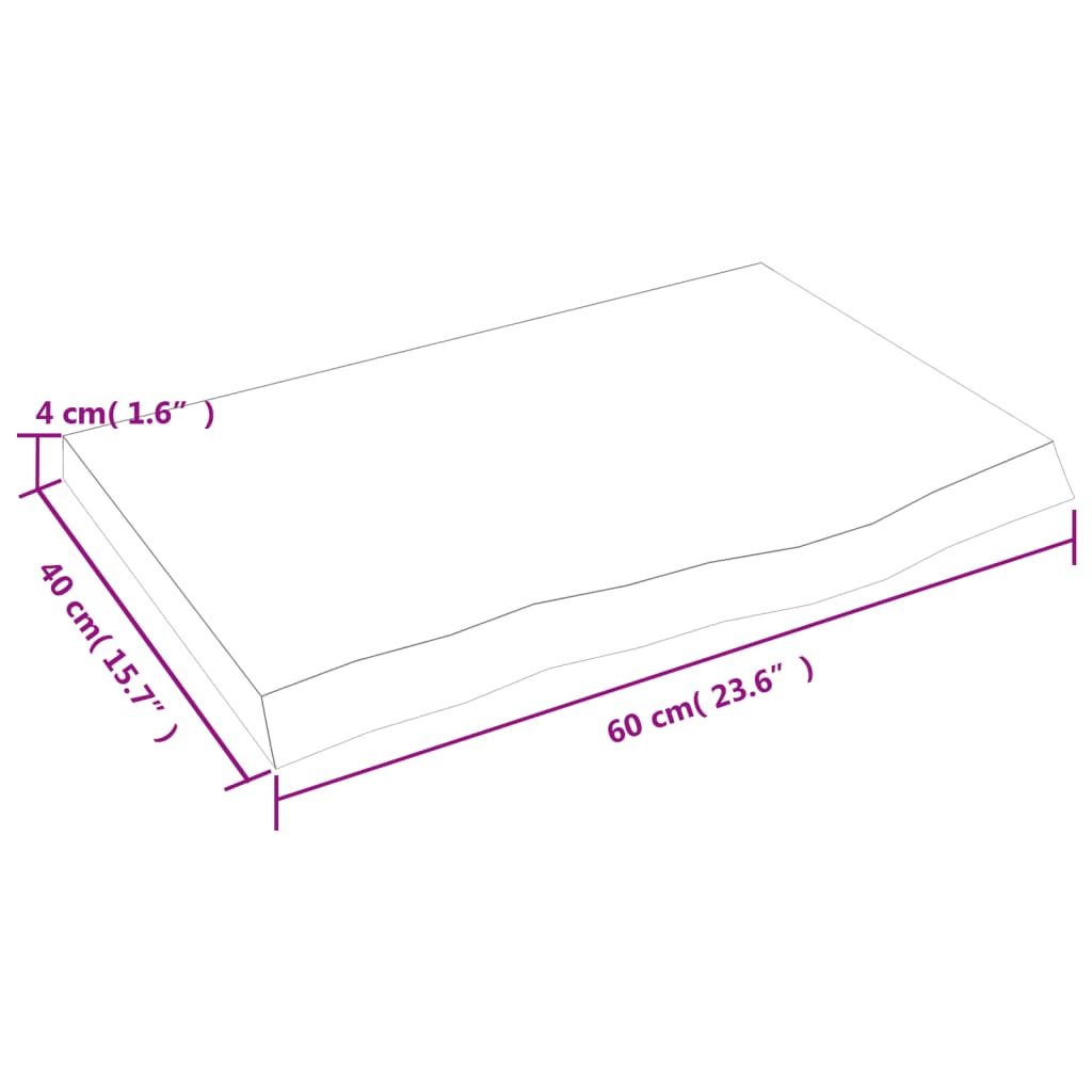 Wandschap 60x40x(2-4) cm onbehandeld massief eikenhout