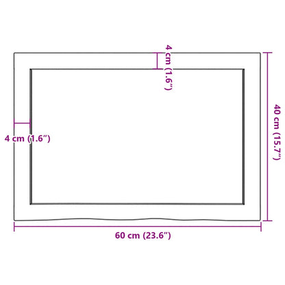 Wandschap 60x40x(2-4) cm onbehandeld massief eikenhout