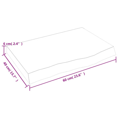 Wandschap 60x40x(2-6) cm onbehandeld massief eikenhout