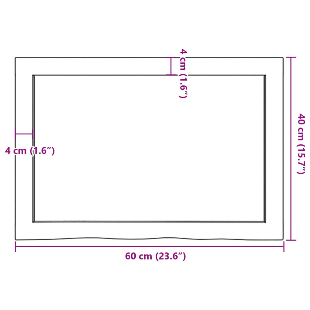 Wandschap 60x40x(2-6) cm onbehandeld massief eikenhout