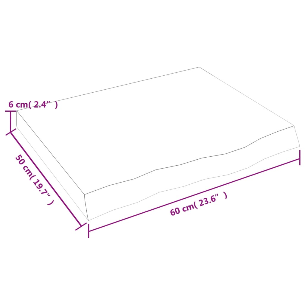 Wandschap 60x50x(2-6) cm onbehandeld massief eikenhout