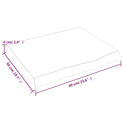 Wandschap 60x50x(2-6) cm onbehandeld massief eikenhout