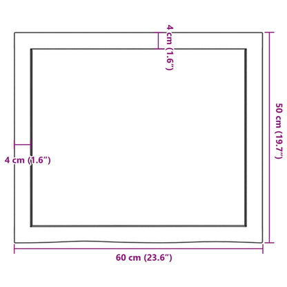 Wandschap 60x50x(2-6) cm onbehandeld massief eikenhout