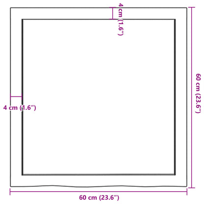 Wandschap 60x60x(2-4) cm onbehandeld massief eikenhout