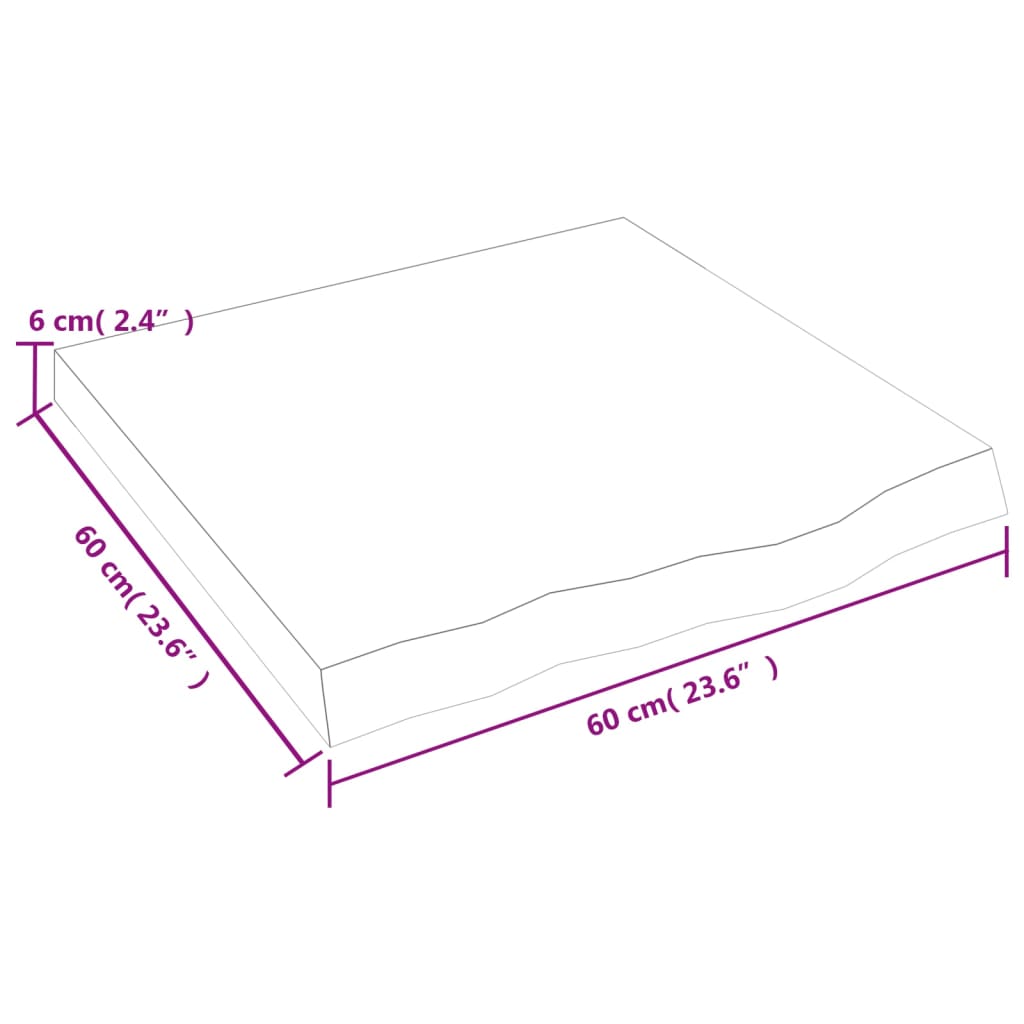 Wandschap 60x60x(2-6) cm onbehandeld massief eikenhout