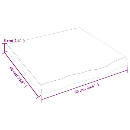 Wandschap 60x60x(2-6) cm onbehandeld massief eikenhout