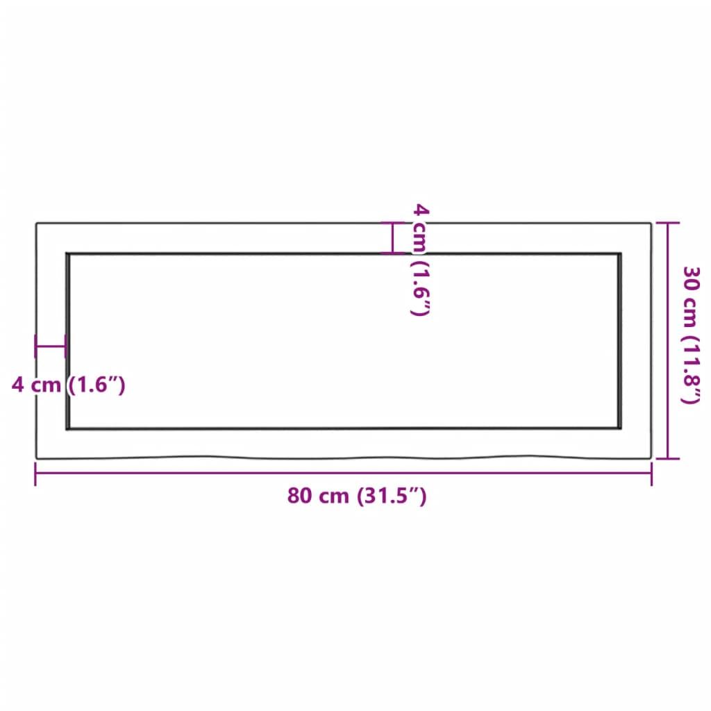 Wandschap 80x30x(2-6) cm onbehandeld massief eikenhout