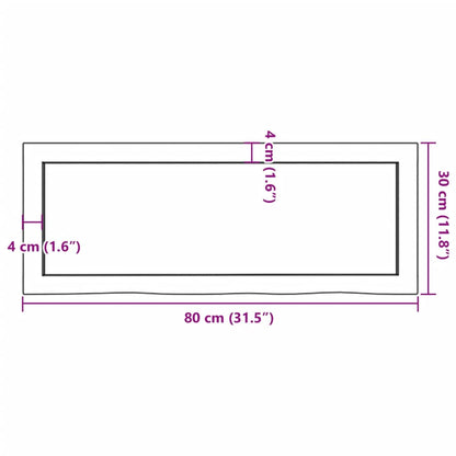 Wandschap 80x30x(2-6) cm onbehandeld massief eikenhout