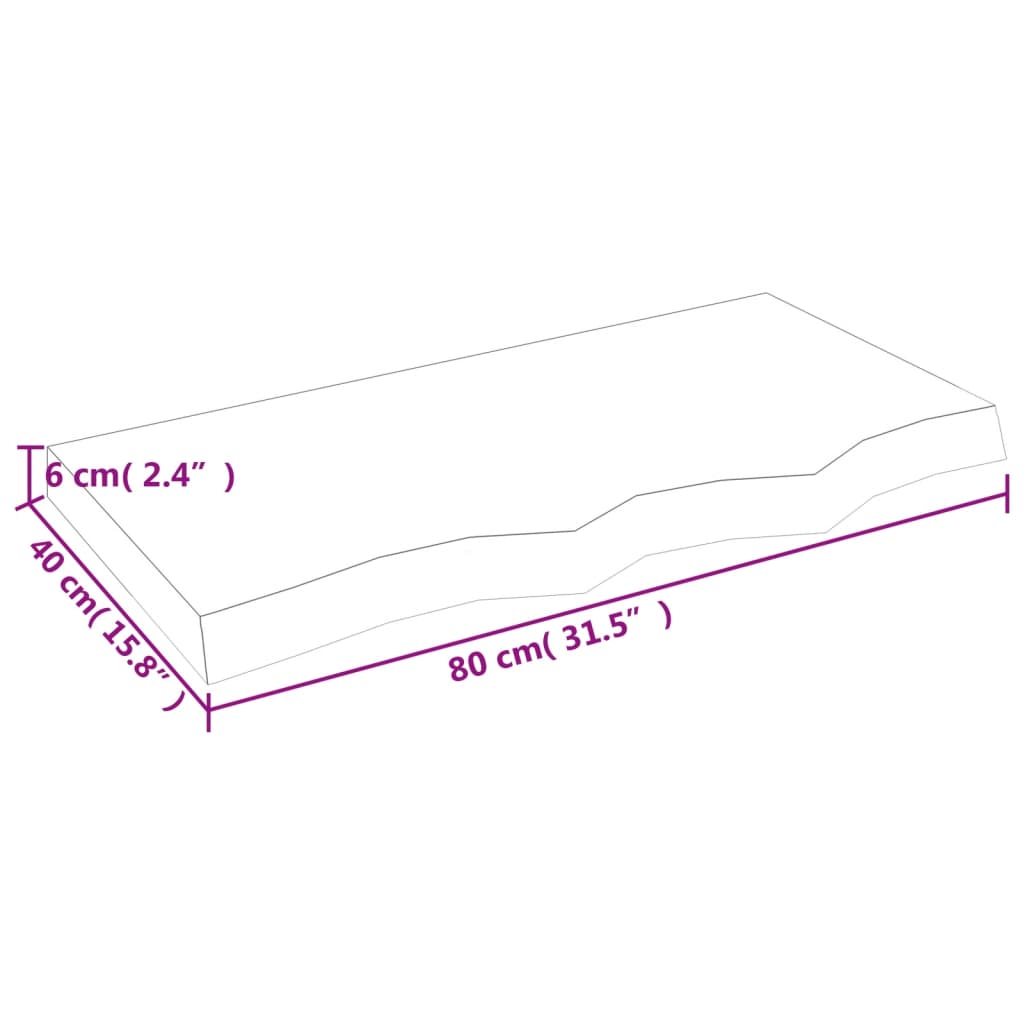 Wandschap 80x40x(2-6) cm onbehandeld massief eikenhout