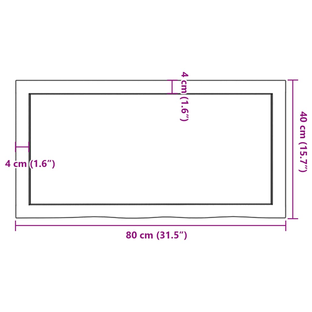 Wandschap 80x40x(2-6) cm onbehandeld massief eikenhout