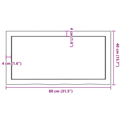 Wandschap 80x40x(2-6) cm onbehandeld massief eikenhout