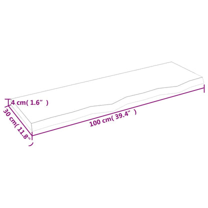 Wandschap 100x30x(2-4) cm onbehandeld massief eikenhout