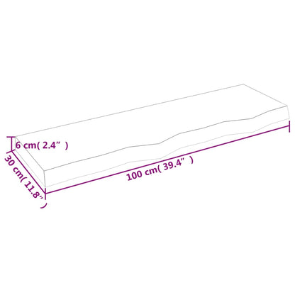 Wandschap 100x30x(2-6) cm onbehandeld massief eikenhout