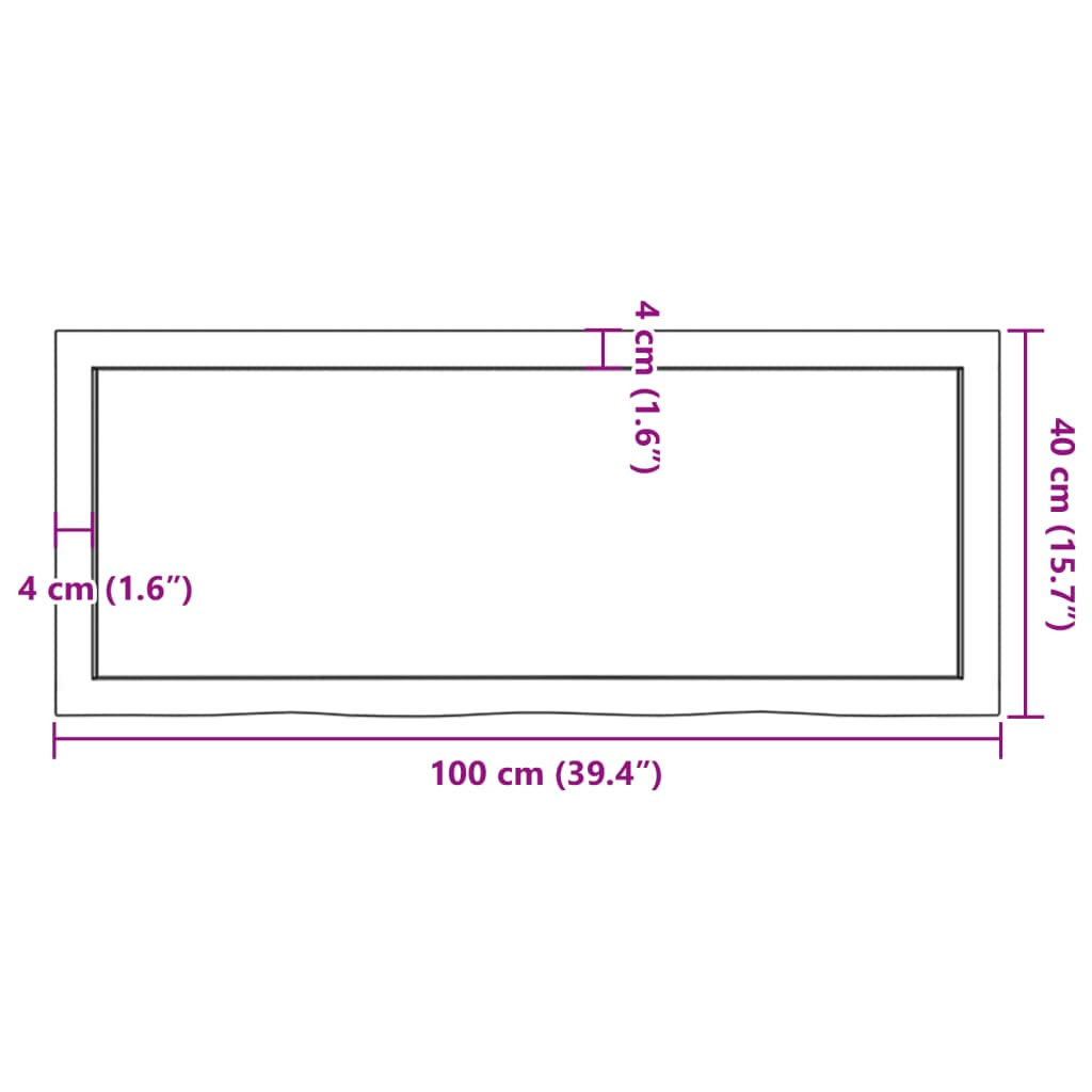 Wandschap 100x40x(2-6) cm onbehandeld massief eikenhout