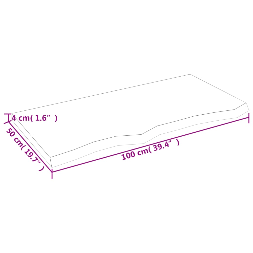 Wandschap 100x50x(2-4) cm onbehandeld massief eikenhout