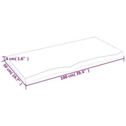 Wandschap 100x50x(2-4) cm onbehandeld massief eikenhout