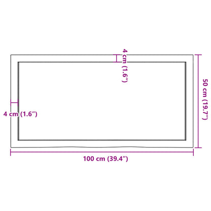 Wandschap 100x50x(2-4) cm onbehandeld massief eikenhout