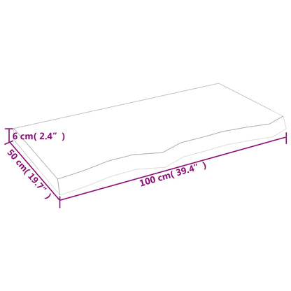 Wandschap 100x50x(2-6) cm onbehandeld massief eikenhout