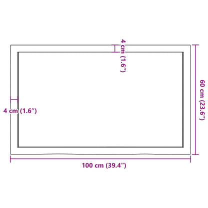 Wandschap 100x60x(2-4) cm onbehandeld massief eikenhout