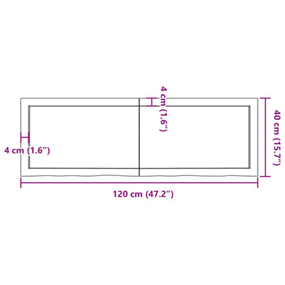 Wandschap 120x40x(2-4) cm onbehandeld massief eikenhout