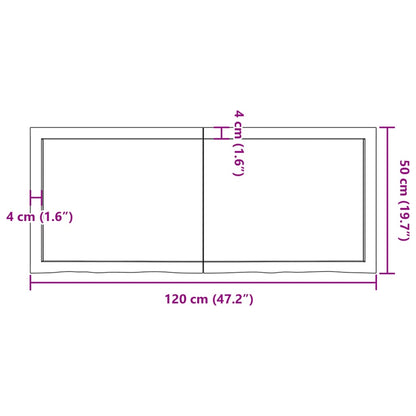 Wandschap 120x50x(2-4) cm onbehandeld massief eikenhout