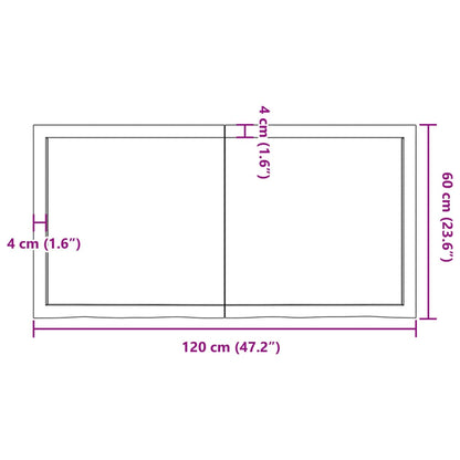 Wandschap 120x60x(2-4) cm onbehandeld massief eikenhout