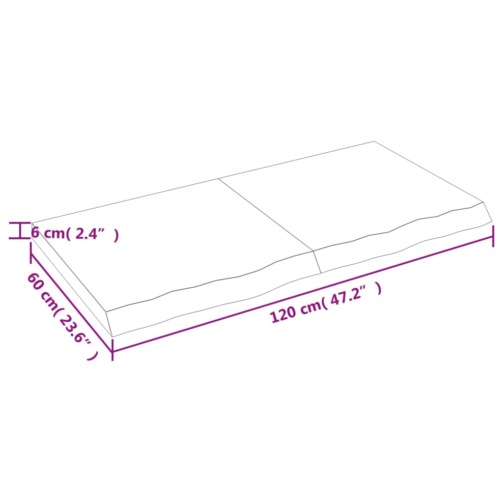 Wandschap 120x60x(2-6) cm onbehandeld massief eikenhout