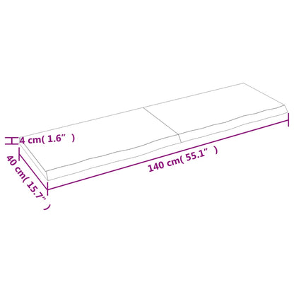 Wandschap 140x40x(2-4) cm onbehandeld massief eikenhout