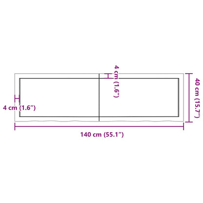 Wandschap 140x40x(2-4) cm onbehandeld massief eikenhout