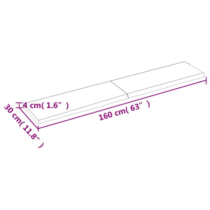 Wandschap 160x30x(2-4) cm onbehandeld massief eikenhout