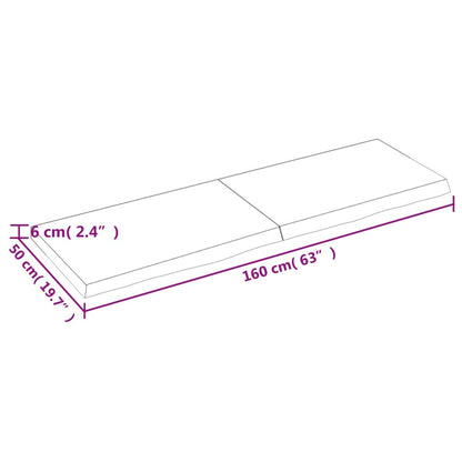 Wandschap 160x50x(2-6) cm onbehandeld massief eikenhout