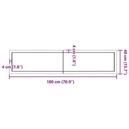 Wandschap 180x40x(2-4) cm onbehandeld massief eikenhout