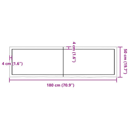 Wandschap 180x50x(2-4) cm onbehandeld massief eikenhout