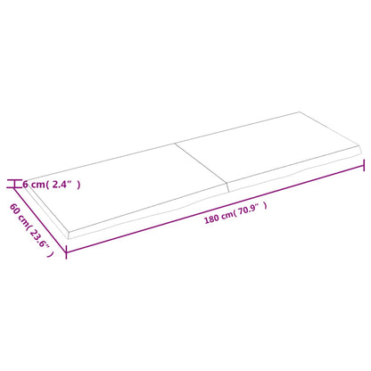 Wandschap 180x60x(2-6) cm onbehandeld massief eikenhout