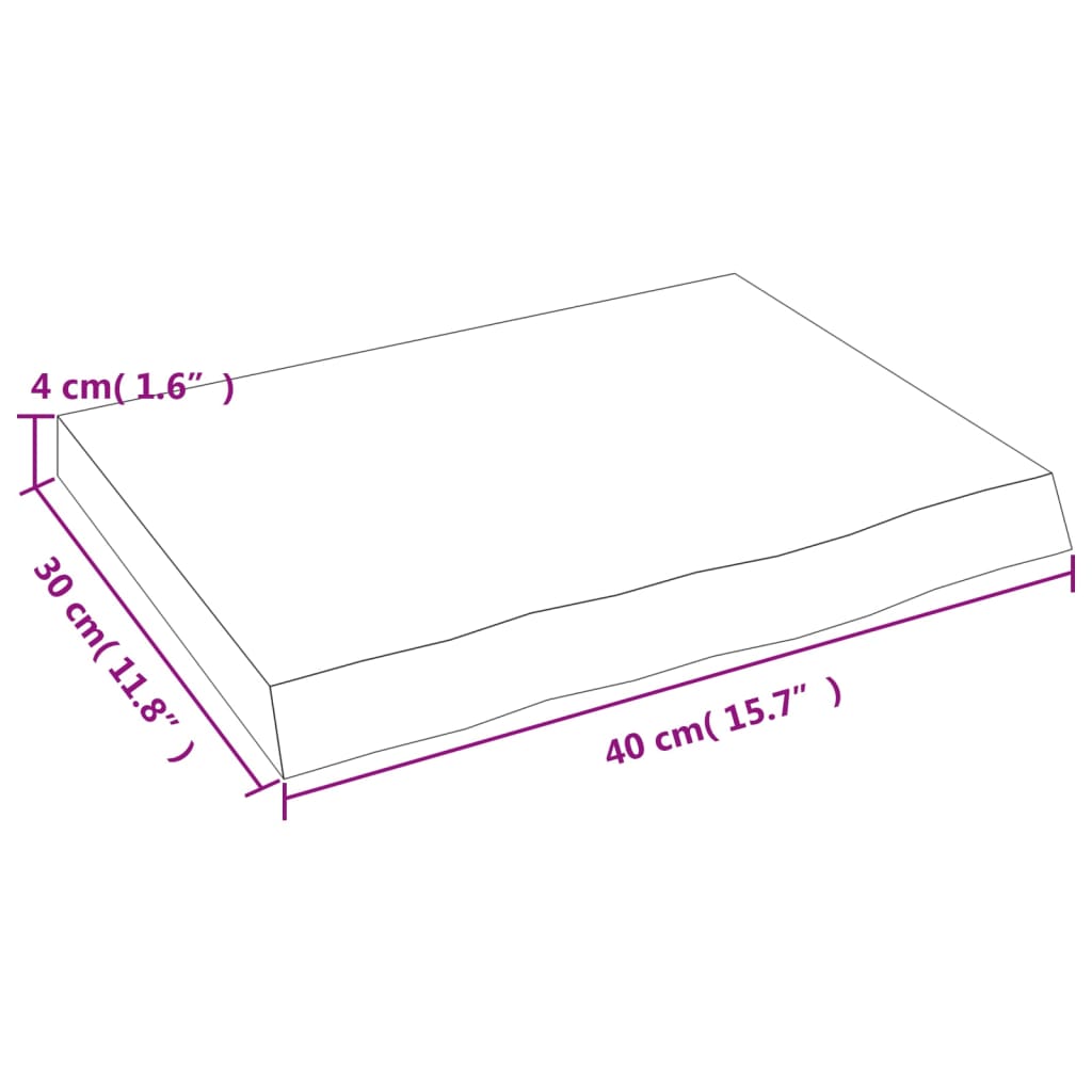 Wandschap 40x30x(2-4) cm behandeld massief eikenhout lichtbruin